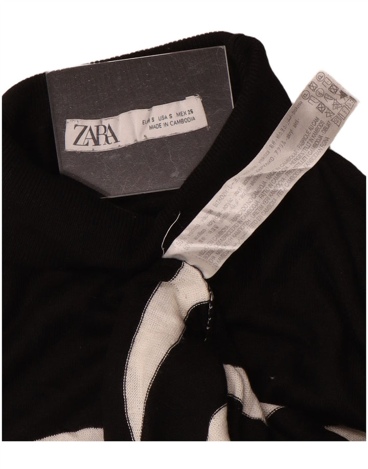 Zara Damen-Pullover mit Rollkragen, übergroß, Gr. 10, Größe S, Schwarz, gestreift