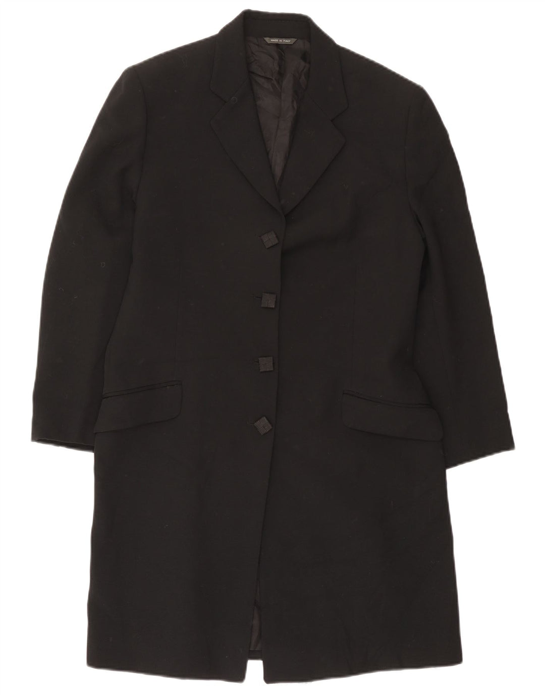 Vintage Damen Longline 4-Knopf-Blazerjacke UK 14 Medium Schwarz