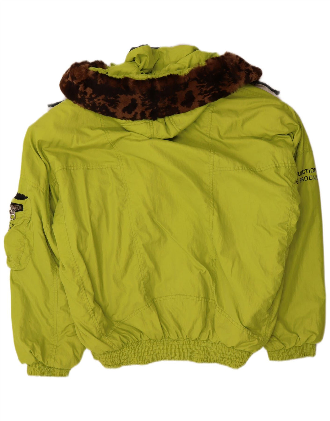 Vintage Damen Skijacke mit Kapuze, übergroß, UK 10, klein, grün, Polyamid