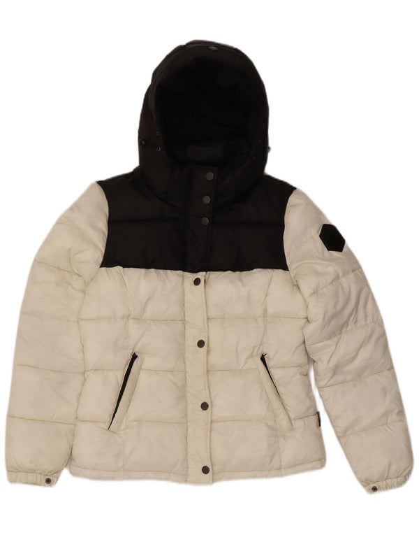 Lumberjack Wattierte Damenjacke mit Kapuze IT 42 Mittelweiß Farbblock