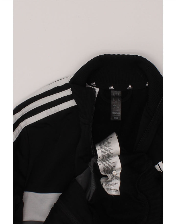 Adidas Jungen-Trainingsanzug-Top-Jacke, 9–10 Jahre, schwarzes Colourblock-Polyester