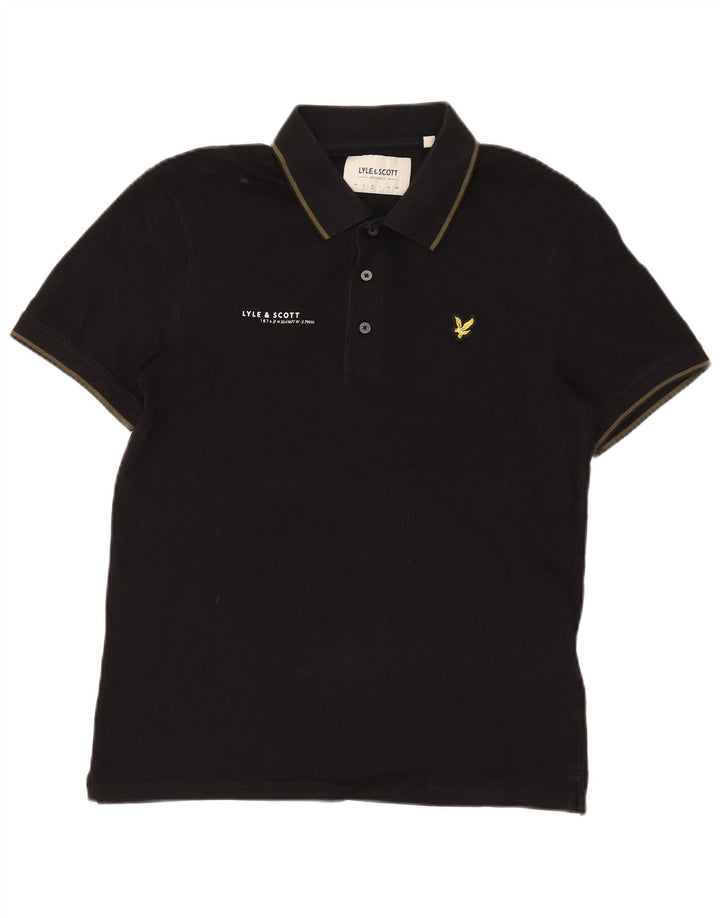 Lyle & Scott Herren-Poloshirt aus mittelschwarzer Baumwolle