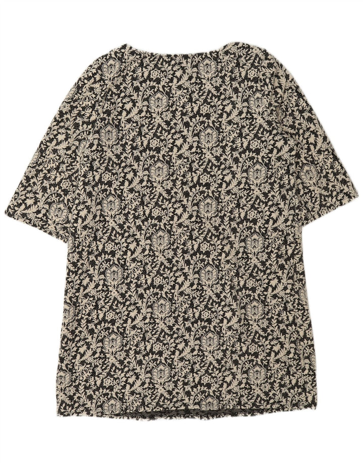 Monsoon Damen-Etuikleid, Gr. 46, Größe L, Schwarz, Blumenmuster, Baumwolle