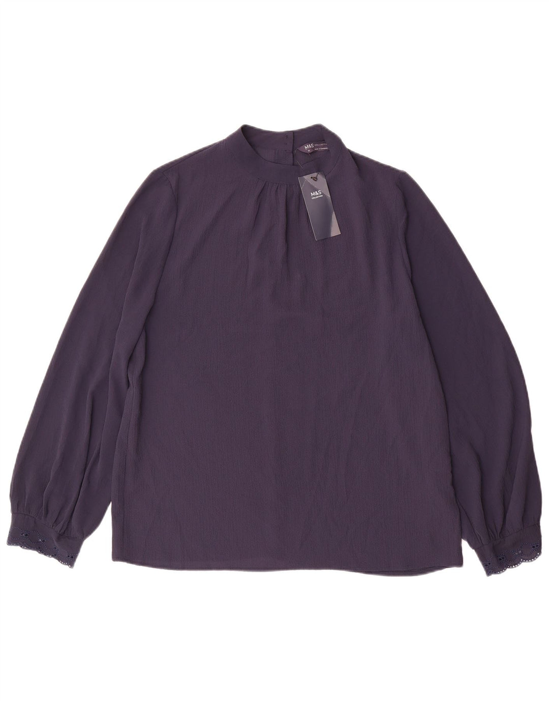 Marks & Spencer Damen Langarm-Blusenoberteil UK 12 Medium Marineblau