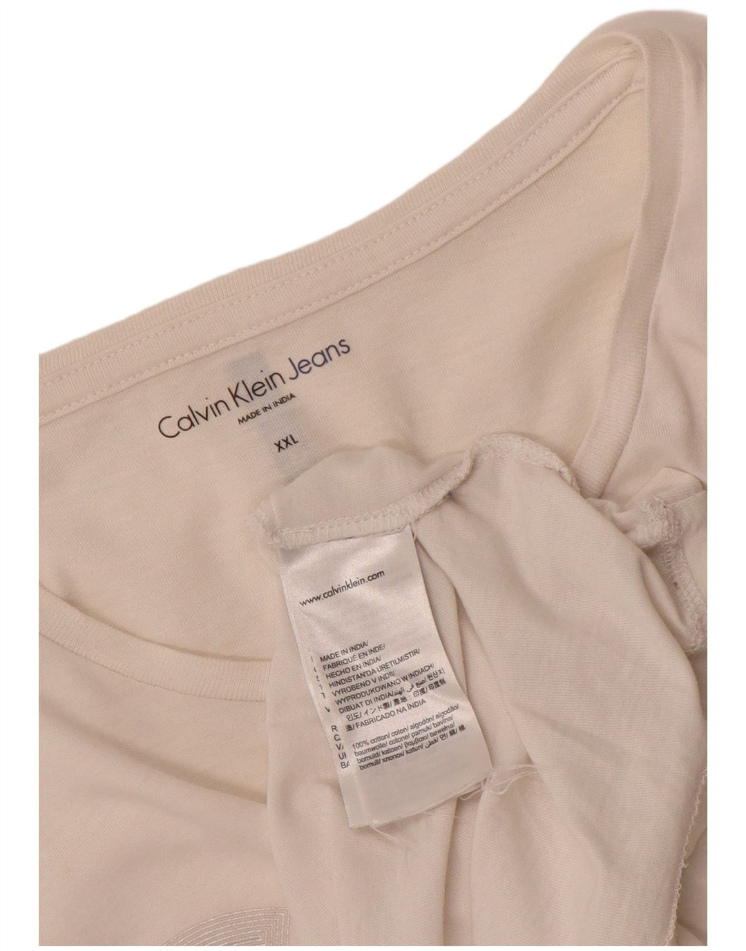 CALVIN KLEIN JEANS Herren Grafik T-Shirt Top 2XL Weiße Baumwolle