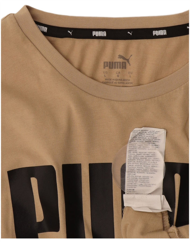 Puma Herren-T-Shirt mit Grafik, groß, beige, Baumwolle