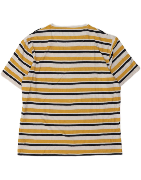 Barbour Mens T-Shirt Top XL Yellow Striped Cotton