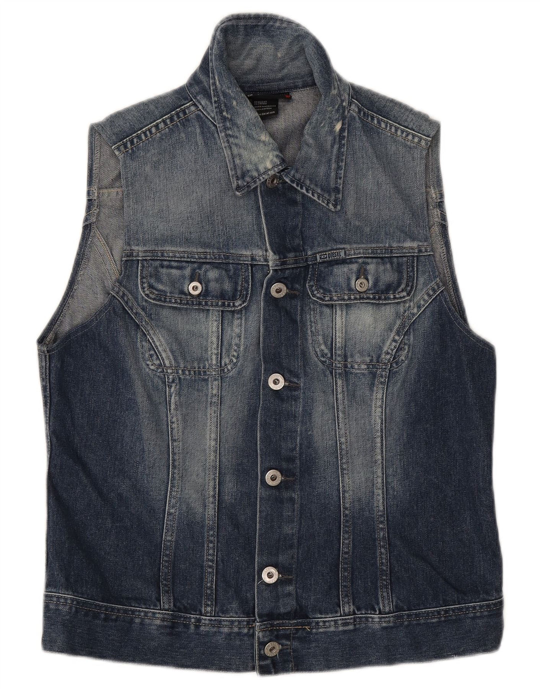 Diesel Herren Jeansweste UK 40 Large Blau Baumwolle