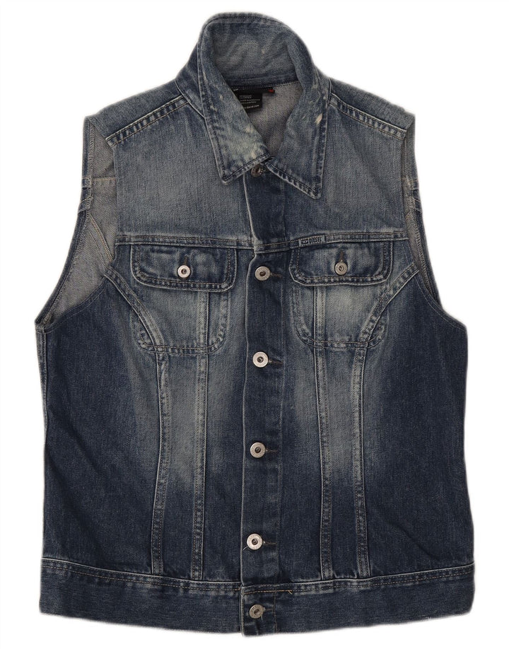 Diesel Herren Jeansweste UK 40 Large Blau Baumwolle