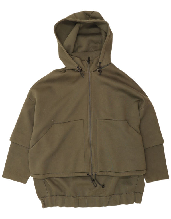 Cos Damen-Pullover mit Kapuze, übergroß, mit Reißverschluss, UK 14, mittlere Khaki-Viskose