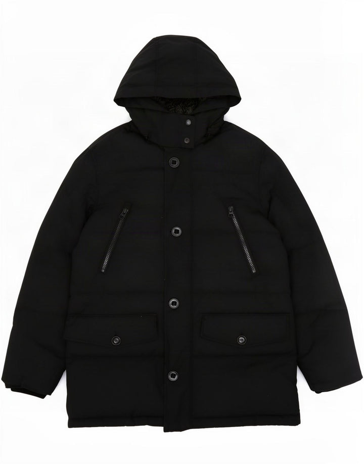 Marks & Spencer Herren-Mantel mit Kapuze, gepolstert, UK 40, Größe L, Schwarz, Polyester