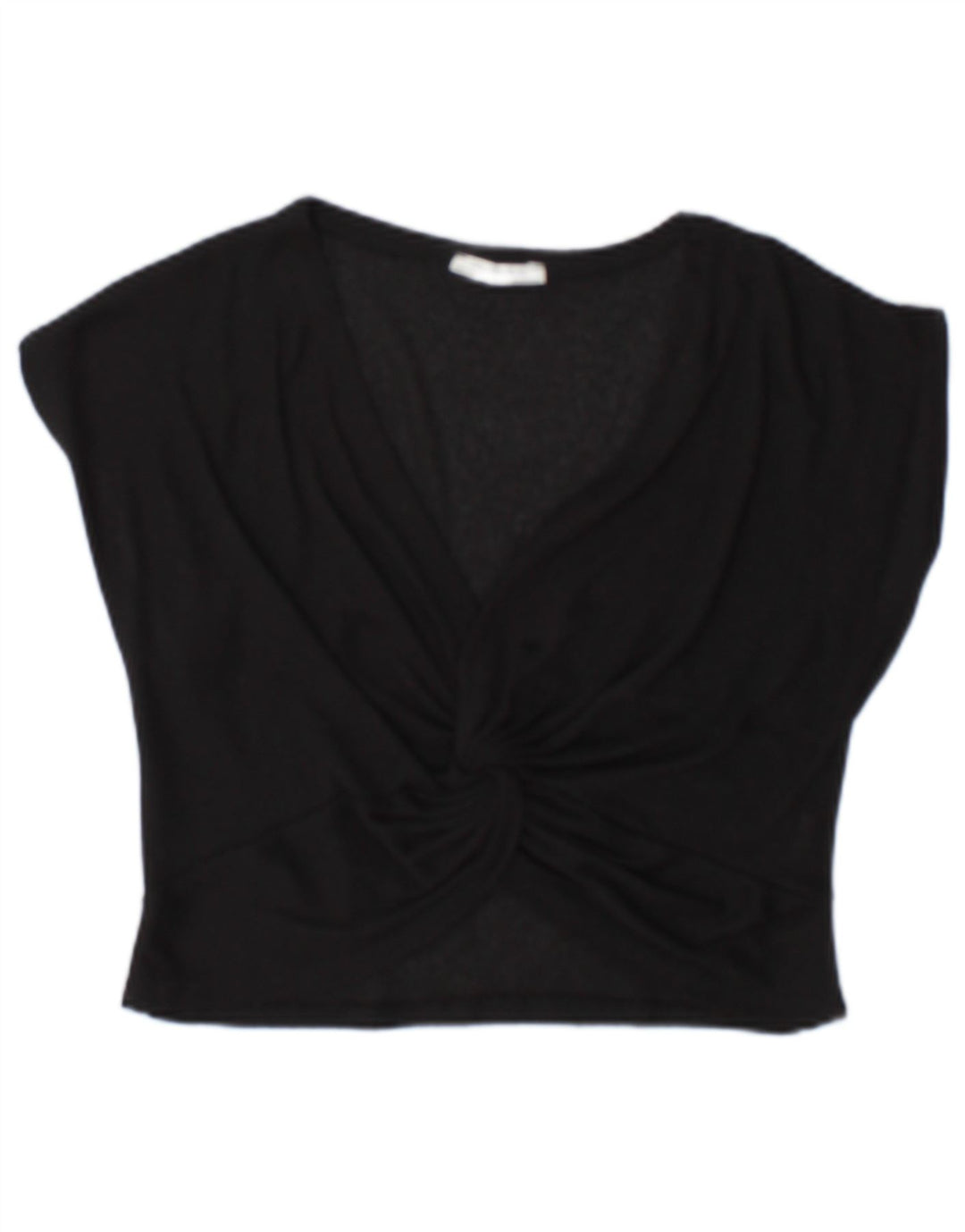 Zara Damen Crop Bluse Top UK 10 Small Schwarz Polyester