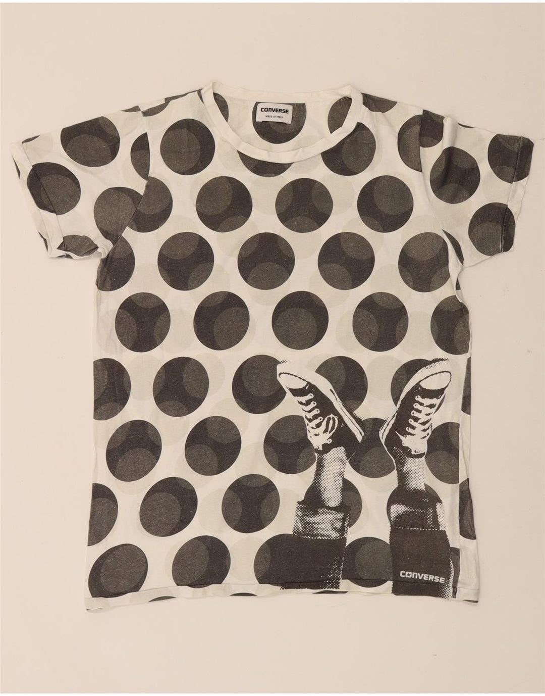 Converse Herren T-Shirt mit Grafik, groß, weiß gepunktet, Baumwolle