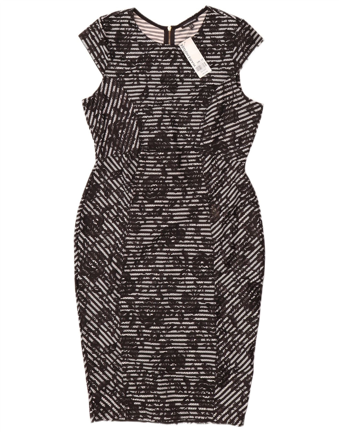 Figurbetontes Damenkleid von Warehouse, Größe M, Schwarz, Blumenmuster, Polyester