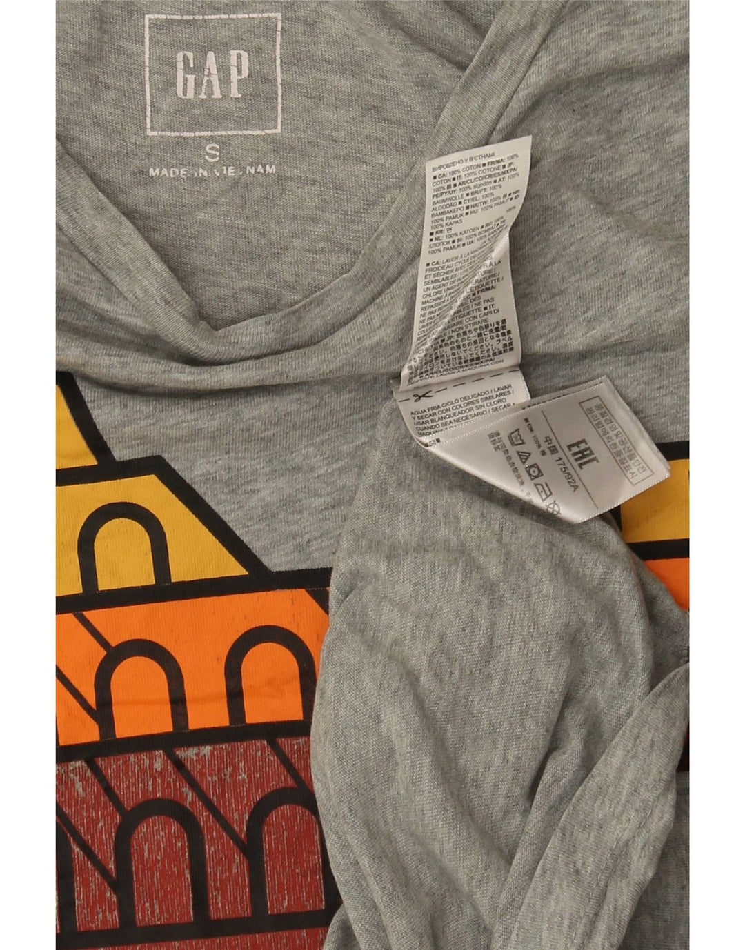 Gap Herren-T-Shirt „Rome“ mit Grafik, Größe S, grau gesprenkelte Baumwolle