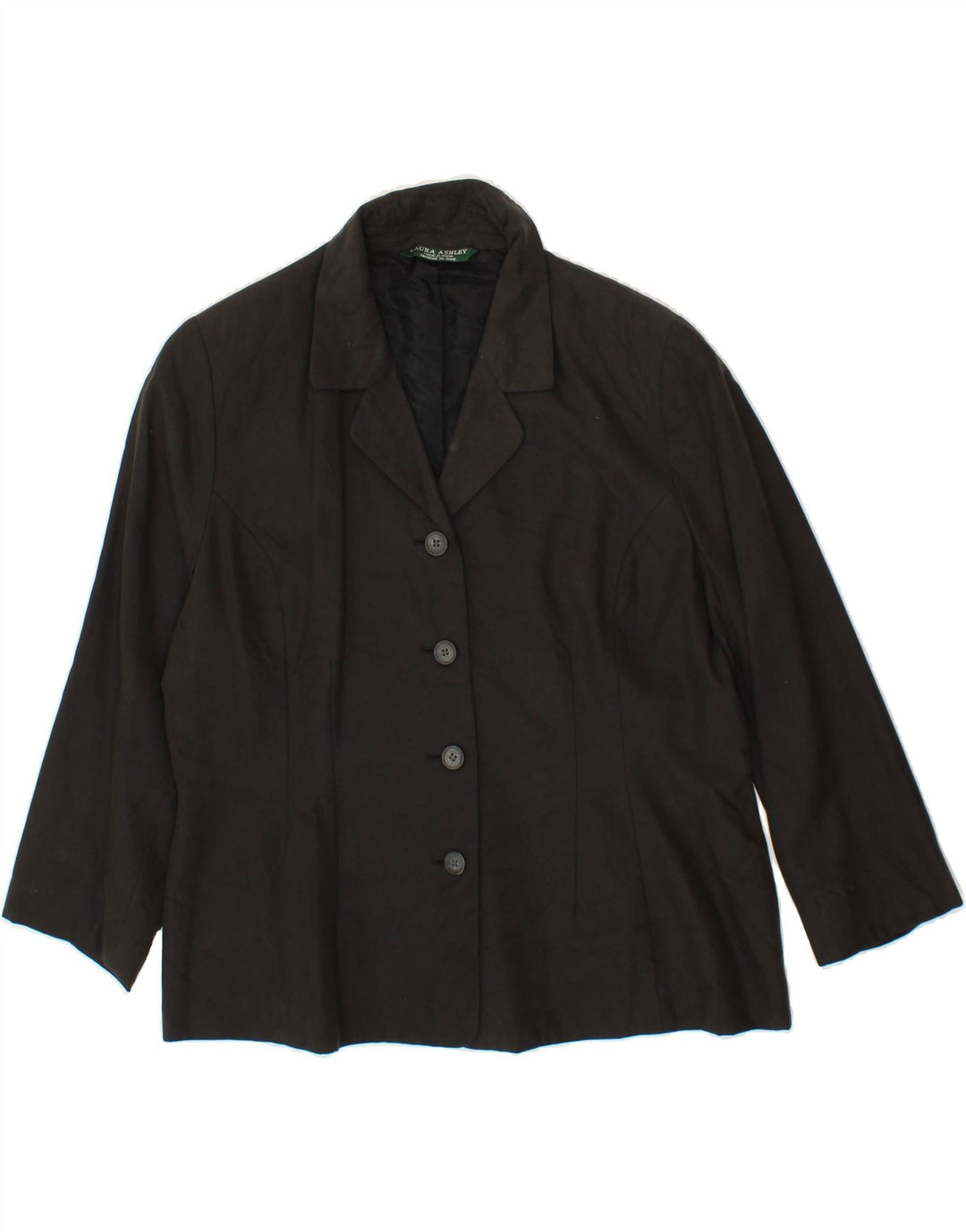 LAURA ASHLEY Womens 4 Button Blazer Jacket UK 18 XL Black Acetate Vintage Laura Ashley and Second-Hand Laura Ashley from Messina Hembry 
