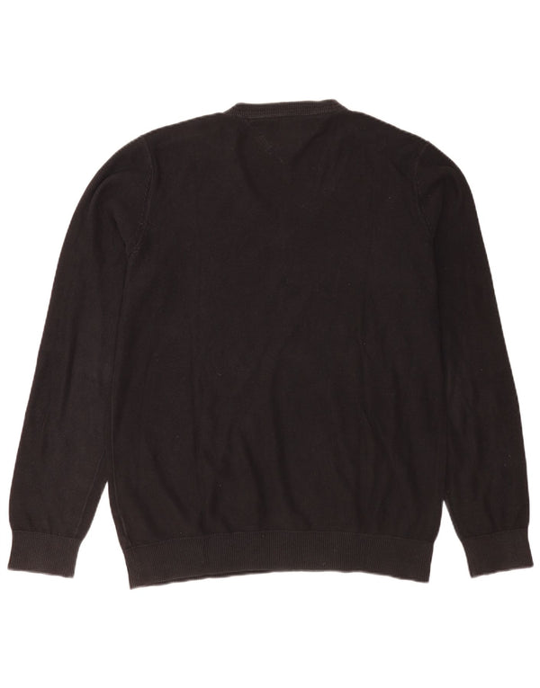 Tommy Hilfiger Herren-Pullover mit V-Ausschnitt, XL, schwarze Baumwolle