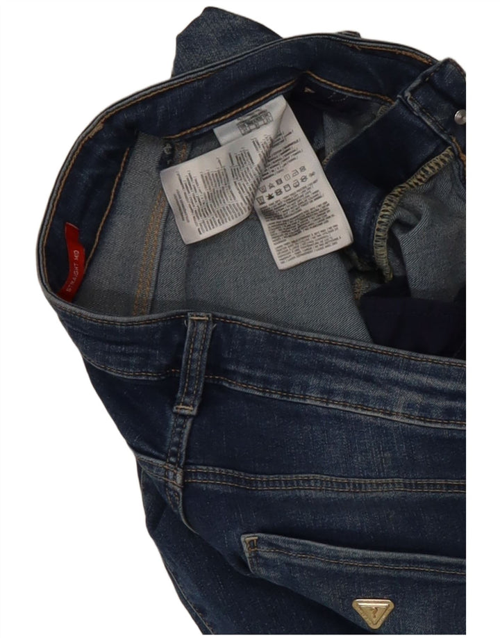 Guess Damen Mid Rise Straight Jeans W31 L31 Blaue Baumwolle