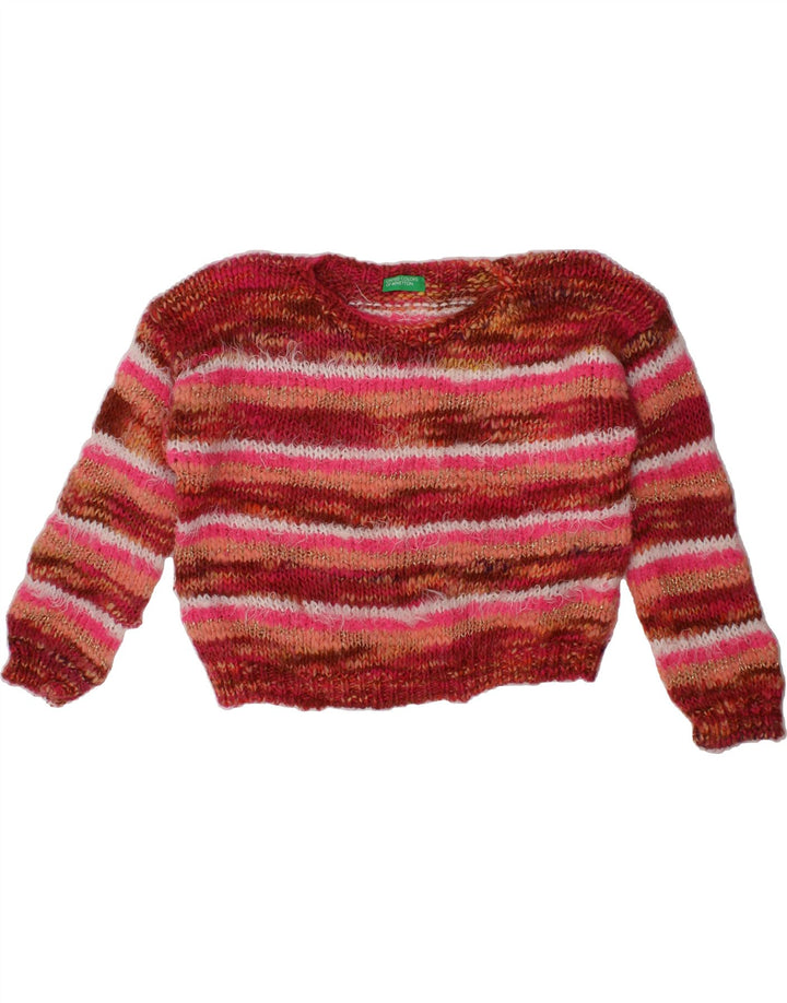 BENETTON Girls Crew Neck Jumper Sweater 6-7 Years Small Multicoloured Vintage Benetton and Second-Hand Benetton from Messina Hembry 