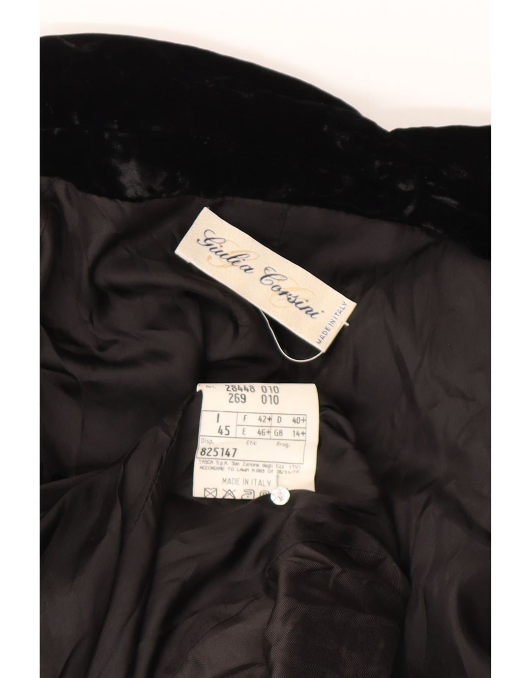 Vintage Damen 3 Knopf Samt Blazer Jacke UK 14 Große schwarze Viskose
