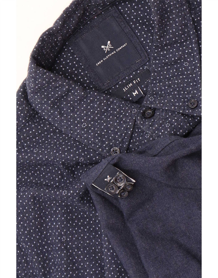 Crew Clothing Herren-Slim-Fit-Hemd aus mittelblauer, gepunkteter Baumwolle