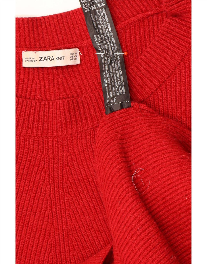 Übergroßer Damen-Pullover mit U-Boot-Ausschnitt von Zara, Gr. 14, mittelrote Viskose