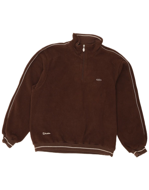 Lotto Mens Zip Neck Fleece Jumper Medium Brown Polyester