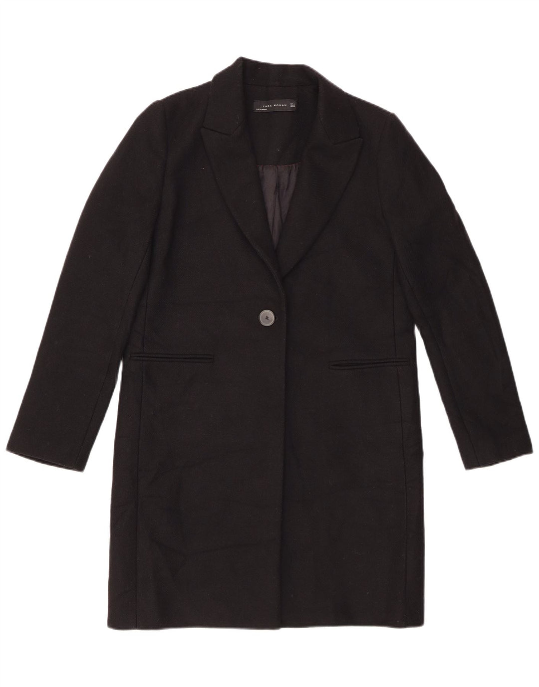 ZARA Damen Mantel UK 14 Medium Schwarz