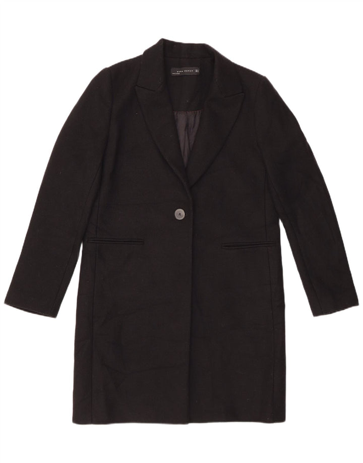 ZARA Damen Mantel UK 14 Medium Schwarz