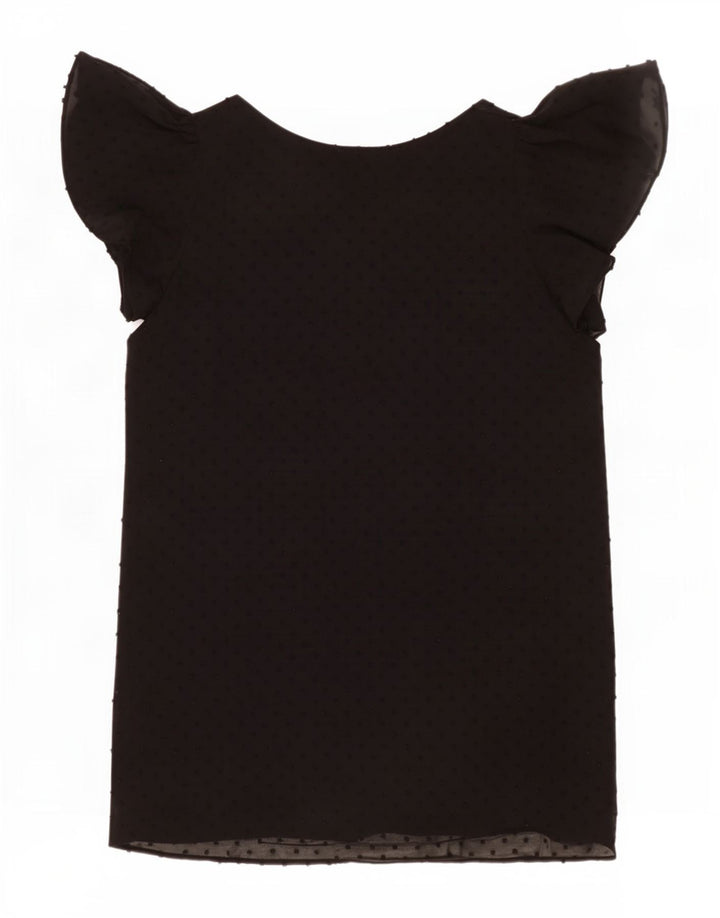 Zara Damen Basic Kleid UK 10 Small Schwarz geflecktes Polyester