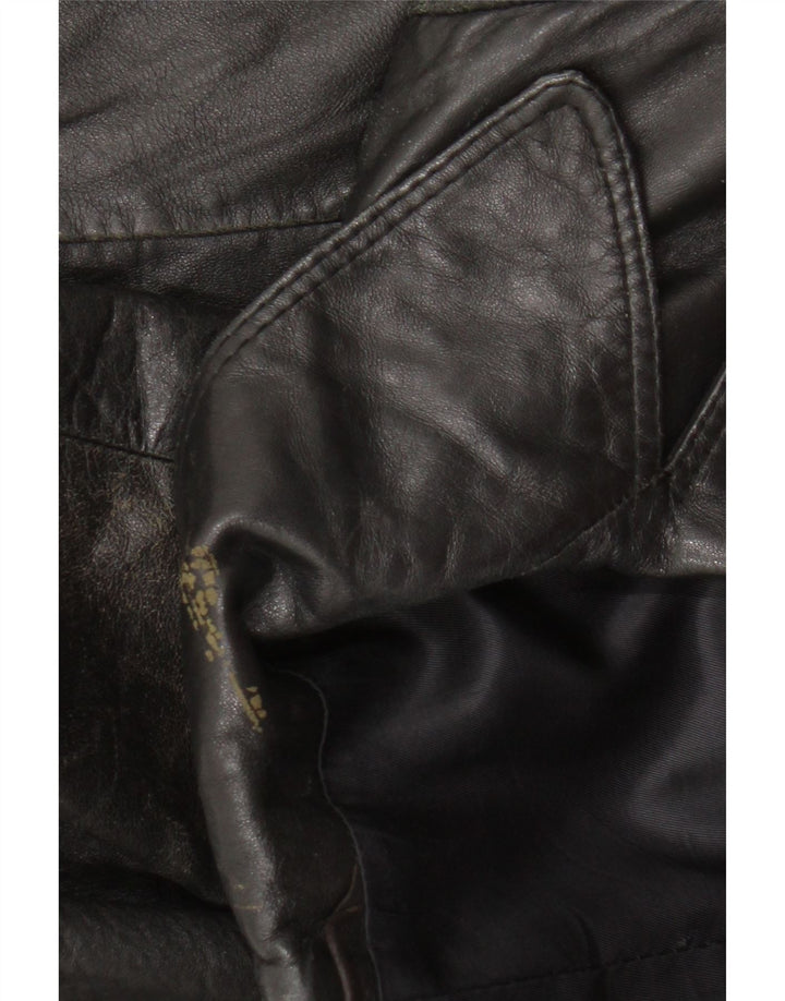 Vintage Damen Lederjacke IT 50 XL Schwarzes Leder