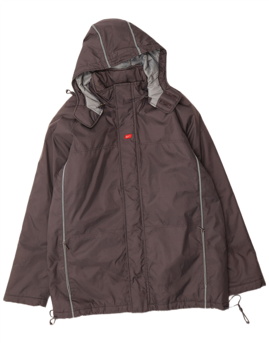 Nike Herren-Windbreakerjacke mit Kapuze, UK 42/44, großes graues Nylon