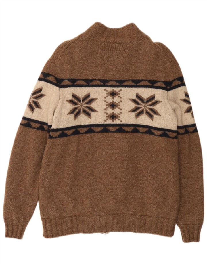 Tom Rusborg Herren-Sherpa-Cardigan-Pullover, große braune Colourblock-Wolle