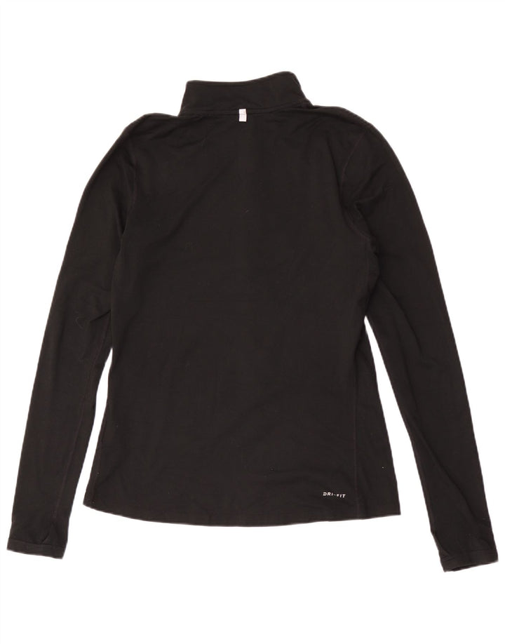 Nike Womens Dri Fit Zip Neck Pullover Trainingsanzug Top UK 10 Small Schwarz
