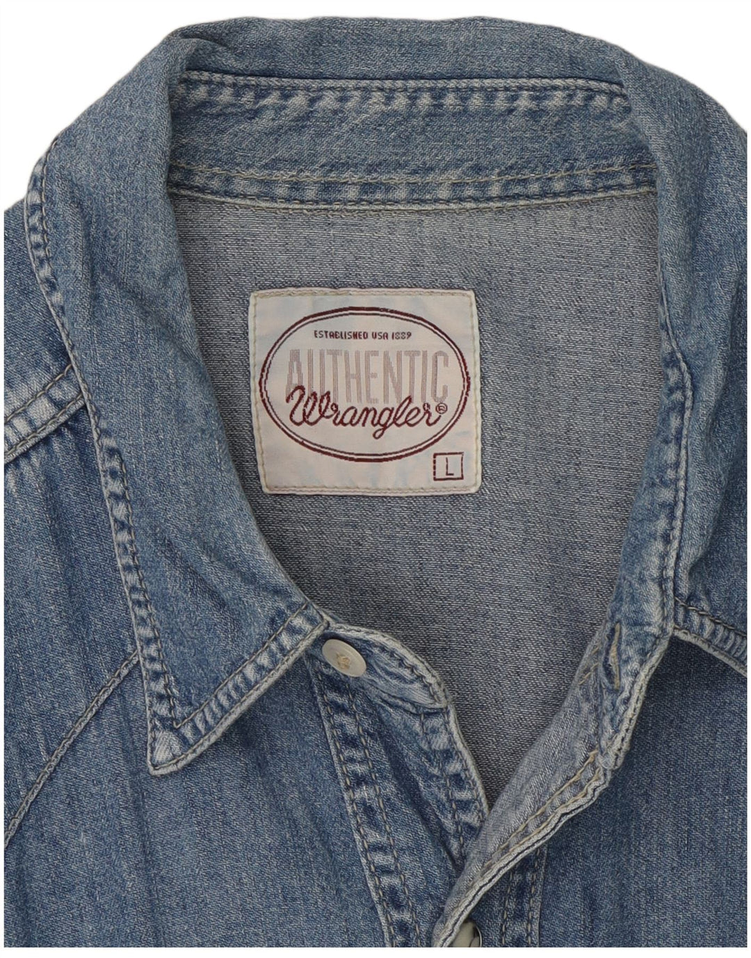 Wrangler Herren Western-Jeanshemd, Größe L, Blau
