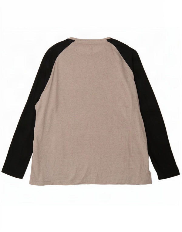 Fat Face Herren-Top, langärmelig, 2XL, Grau, Colourblock-Baumwolle
