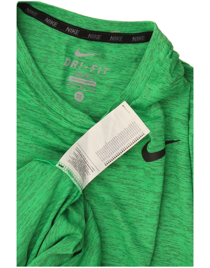 Nike Herren Dri Fit T-Shirt-Oberteil aus mittelgrün meliertem Polyester