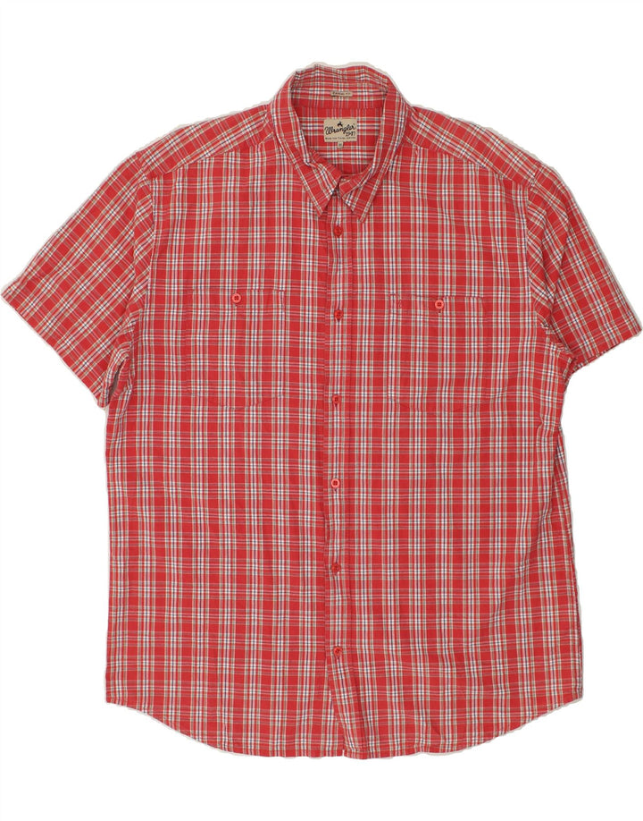 WRANGLER Herren-Kurzarmhemd 2XL, rot kariert, Baumwolle