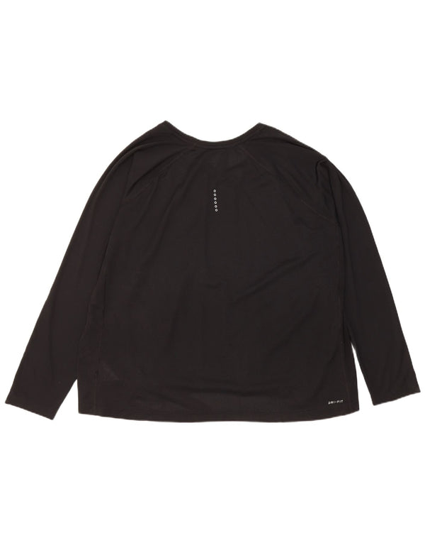 Nike Damen Dri Fit Top Langarm UK 22 3XL Schwarz Polyester