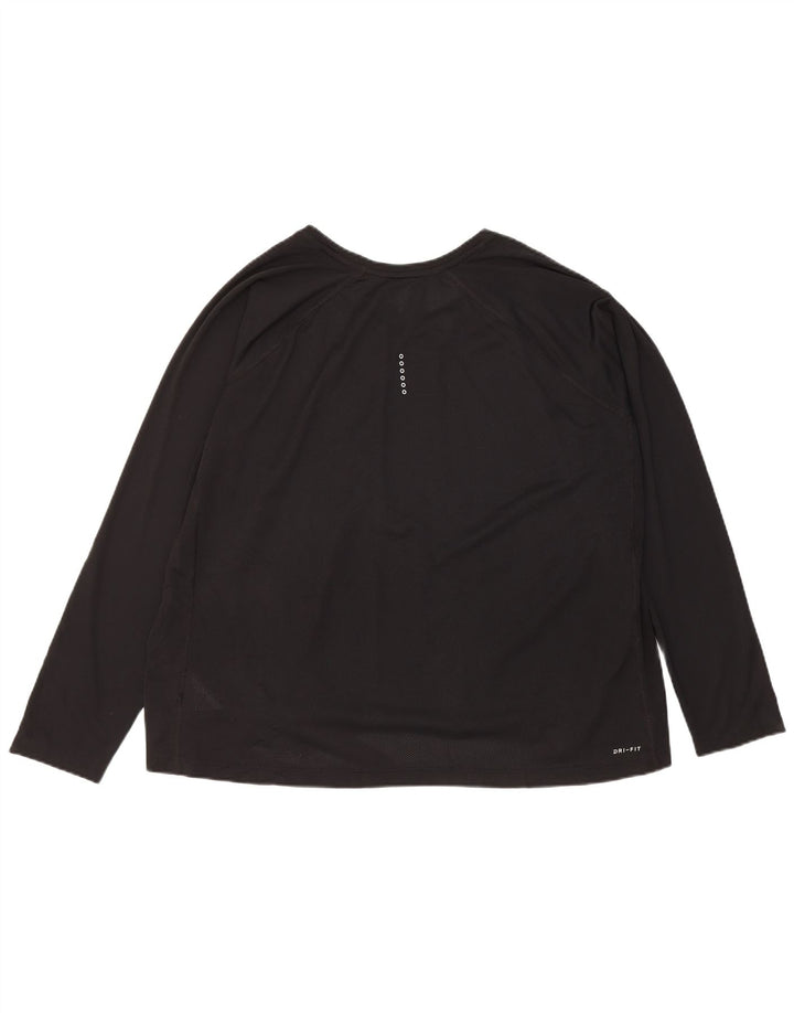Nike Damen Dri Fit Top Langarm UK 22 3XL Schwarz Polyester