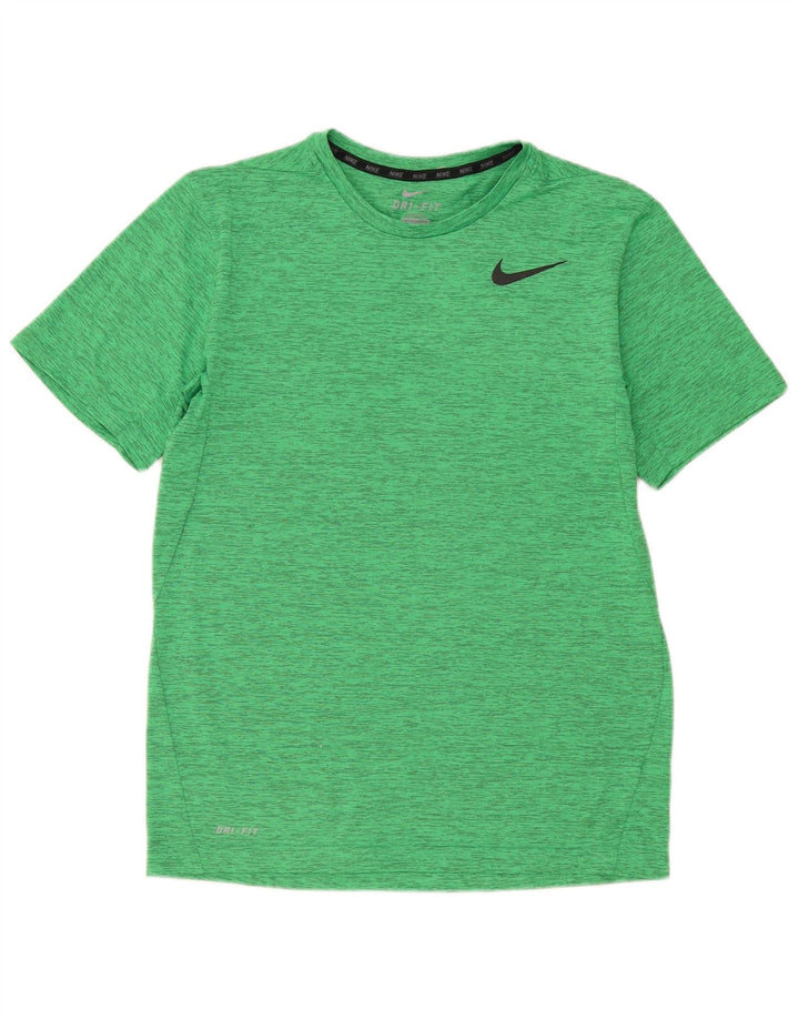 Nike Herren Dri Fit T-Shirt-Oberteil aus mittelgrün meliertem Polyester