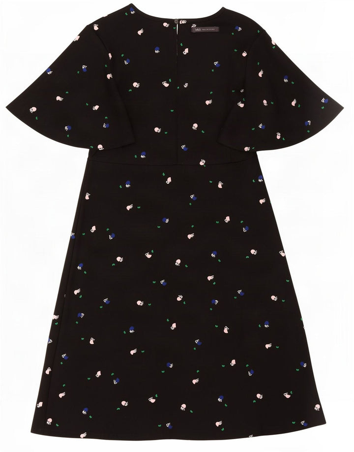 Marks & Spencer Damen-Kleid in A-Linie mit abstraktem Muster, Gr. 10, Schwarz
