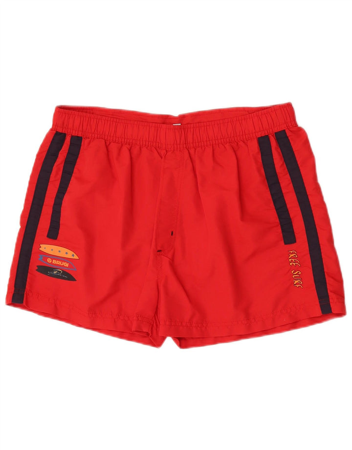 Brugi Herren-Badeshorts, groß, rotes Colourblock-Polyester