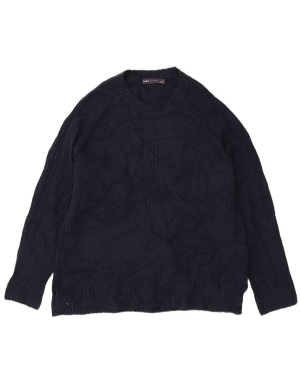Marks & Spencer Damen-Pullover mit Rundhalsausschnitt, Gr. 14, mittleres Marineblau