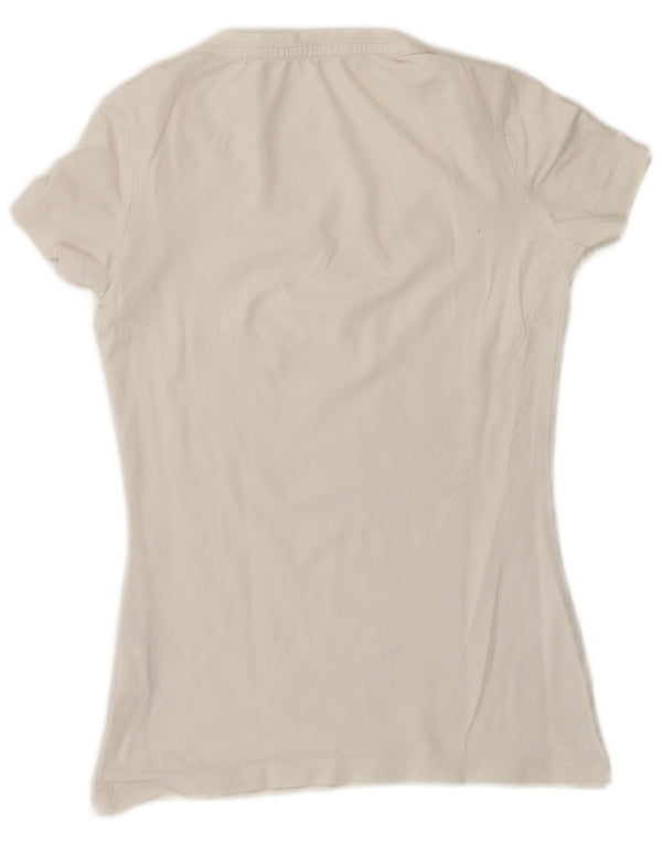 Calvin Klein Jeans Damen Grafik T-Shirt Top UK 6 XS Weiße Baumwolle