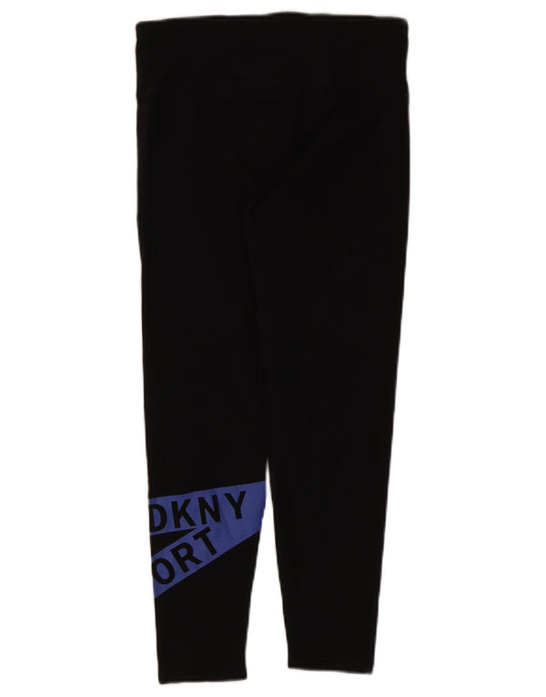 Dkny Womens Graphic Crop Leggings UK 12 Mittelschwarze Colourblock-Baumwolle