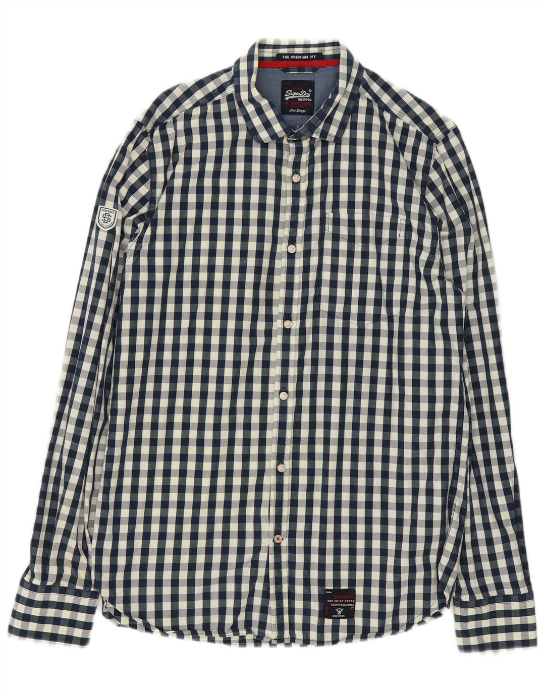 Superdry Herren-Hemd, groß, marineblau, Gingham-Baumwolle