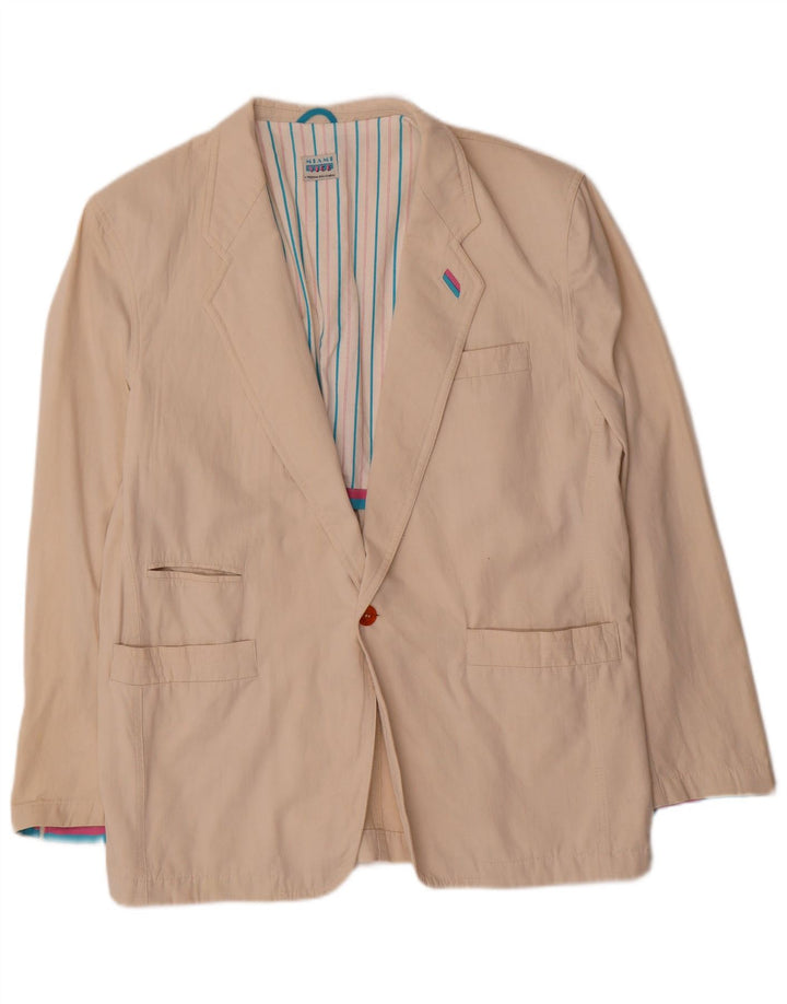 Vintage Herren 1 Knopf Blazer Jacke EU 52 XL Beige Baumwolle