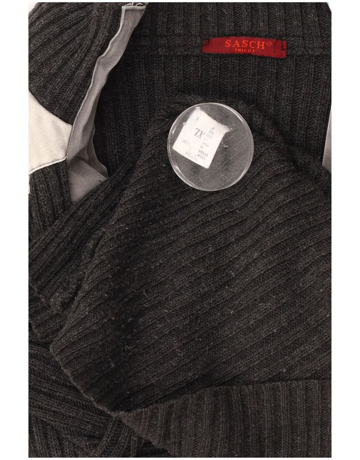 Sasch Herren-Cardigan-Pullover XL Graues Farbblock-Acryl