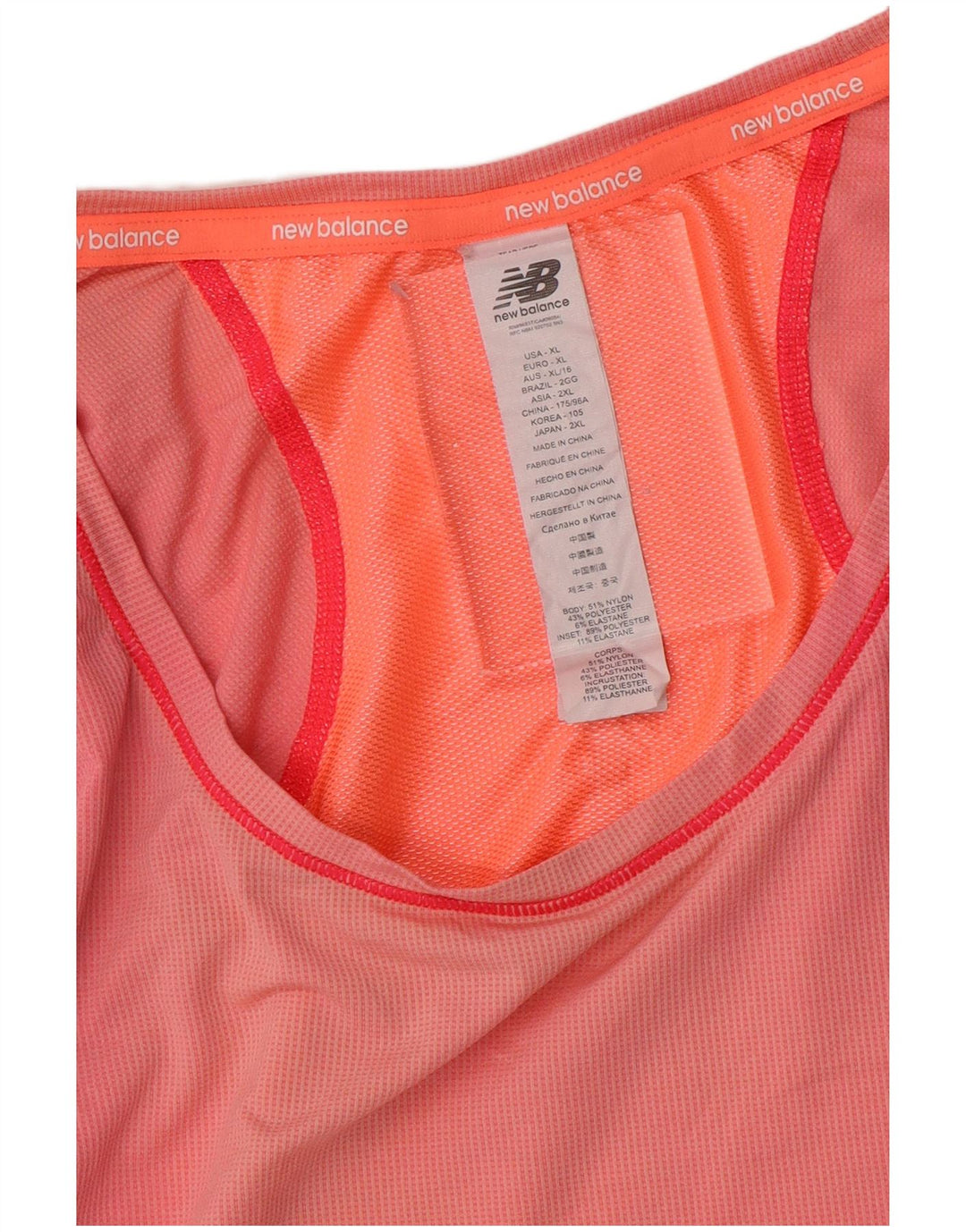 NEW BALANCE Damen T-Shirt Top UK 18 XL Pink Colourblock Nylon